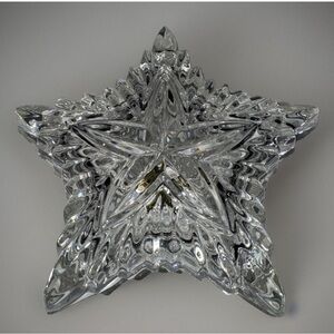 Vintage Kristal Zajecar Star Shaped Crystal Cut Glass Candy Dish Trinket Box Lid